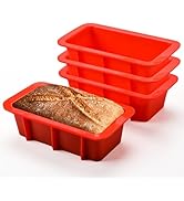 CAKETIME Mini Loaf Pan, Silicone Bread Loaf Pan Nonstick Set of 4 for Baking Bread, Toast, Browni...