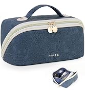 Prite Travel Cosmetic Bag Makeup Organizer Bag For Women Large Capacity Waterproof PU Leather Toi...