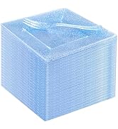 DaYammi 100Pcs Blue Glitter Dessert Plates Including 50Pcs Appetizer Plates 6" and 50Pcs Plastic ...