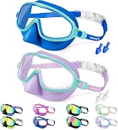 Vvinca Swim Goggles with Nose Cover, 2 Pack Wide View Diving Mask Anti-Fog UV No Leak Toddlers Sw...