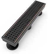 WEBANG 12 Inch Shower Linear Bronze Drain Rectangular Floor Drain with Accessories Square Hole Pa...