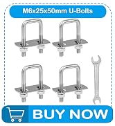Yinpecly 4 Pack M6 Square U-Bolts, 25mm (1