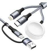 3 in 2 Multi Charging Cable for Apple Watch Charger/iPhone 17 Charger/Lightning/,USB A-C Charging...