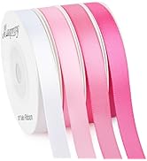 Mauproy 3/8 Inch Pink Satin Ribbon, 4 Rolls Total 40 Yards, Double Faced Mixed Pink Thin Ribbon f...