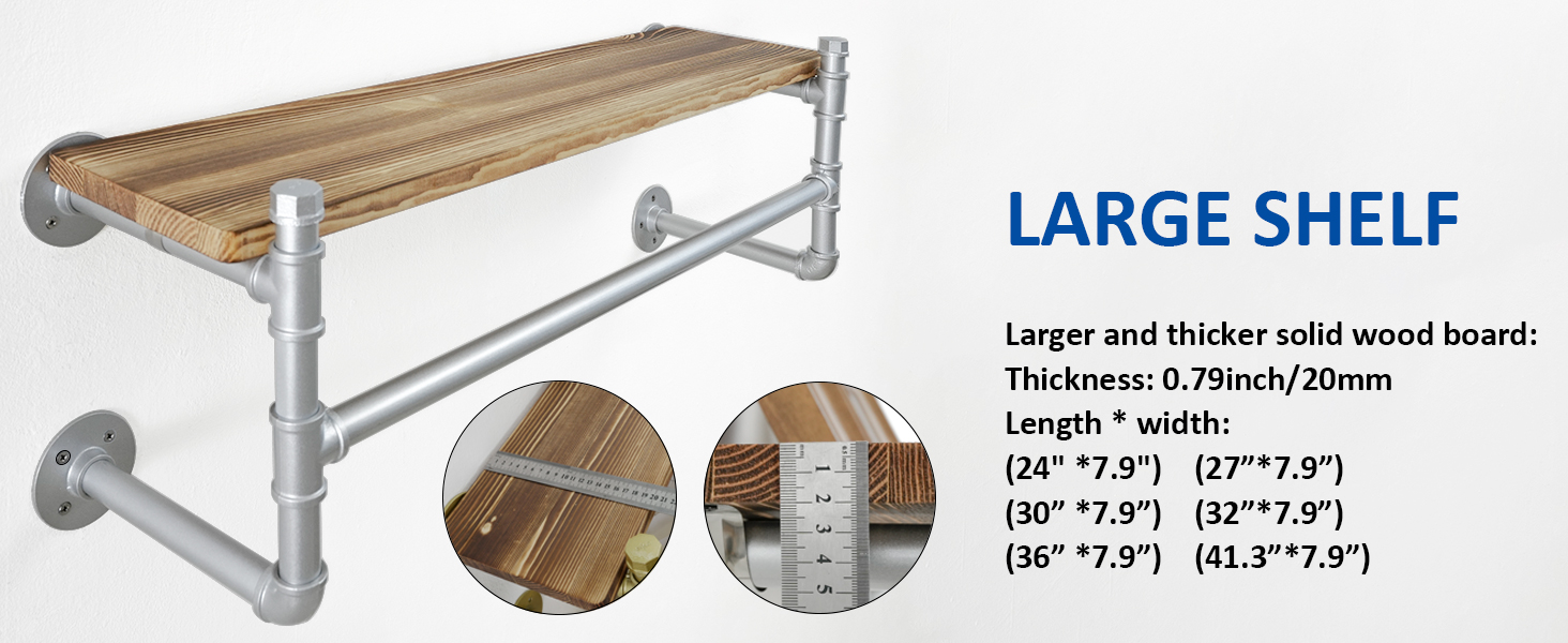 Industrial Pipe Clothing Rack with Shelf