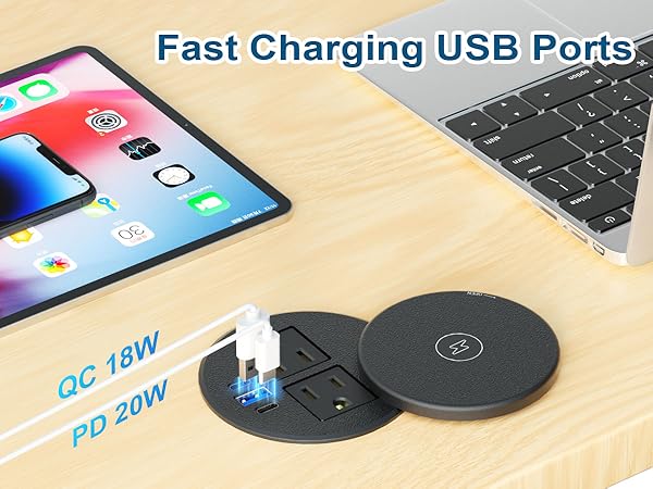 desk power grommet with usb