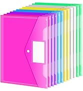 Sooez 12 Pack Plastic Envelopes Poly Envelopes, Clear Document Folders US Letter A4 Size File Env...