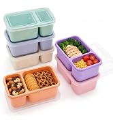 HestiaSnax 6 Pack Bento Snack Boxes, 2 Compartments, Wheat Straw | Reusable Food Storage for Kids...