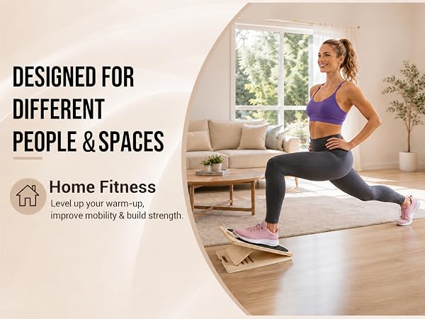 Slant board for home fitness, lower-body strength, stretching, and mobility training.
