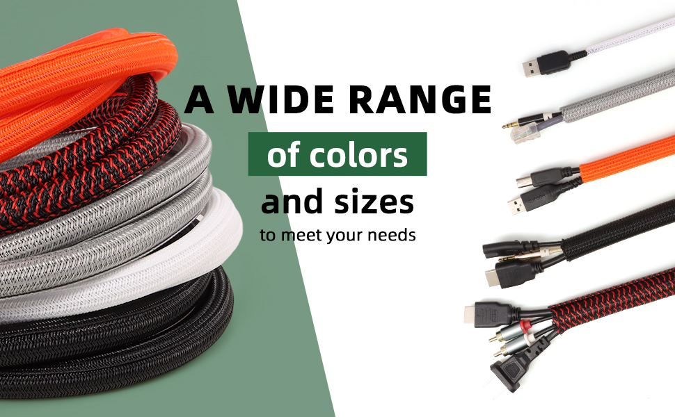 Split Wire Loom Tubing, Cable Protector Sleeve, Braided Cable Management
