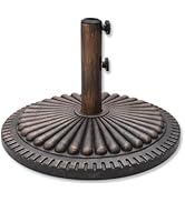 Helios&Hestia 31 lb Heavy Duty Round Plastic Built-in Cement Outdoor Umbrella Base, Concrete Stan...