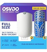 Flying Insect Trap, Fruit Fly Traps for Indoors (2 Devices & 5 Cartridges) | Plug-in Fruit Fly Tr...