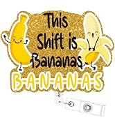 This Shift is Bananas Badge Reels Retractable - Cosmisun Funny Banana Badge Reels Acrylic Glitter...