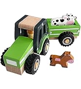 WoodenEdu Wooden Tractor Toys for Toddlers 1-3, Baby Vehicle Toys Hand Push Car Toys for 1 2 3 Ye...