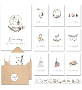 AUDREE Christmas Cards With Envelopes & Matching Stickers (20 Pack 4"x6") - Assortment Boxed Holi...