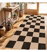 BYYVOO 3x6 Kitchen Runner Rug Washable Non Slip: Diamond Pattern Faux Jute Rug - Thin Easy Clean ...