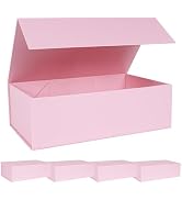 LFBOX Pink Gift Box with Magnetic Lids 13.8x8.3x4.4 in, Large Bridesmaid Groomsman Proposal Boxes...