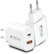 2 Pack European Plug Adapter USB C, European Travel Plug Adapter PD20W QC18W Europe Charger Fast ...