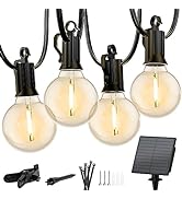 Minetom (2 Pack) 38 Ft Outdoor Solar Lights, Weatherproof Dimmable Patio Sting Lights with 15 LED...