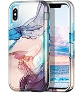 CASEFIV Compatible with iPhone Xs Max Case,Marble Pattern 3 in 1 Heavy Duty Shockproof Full Body ...