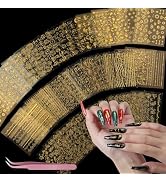 Teenitor 50 Sheets Nail Stickers for Nail Art, Nail Decals Gold Nail Stickers for Kids Women in F...