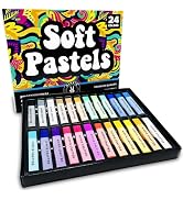 HIPPIE CRAFTER Art Supplies Set of 24 Soft Chalk Pastels, Non-Toxic, Oil-Free, Assorted Colors, B...