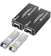 ENIANHUA A Pair of Gigabit Single Mode LC Fiber Media Converter with 2 Pre-Paired 1.25G SFP BiDi ...