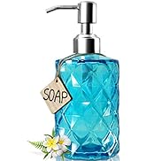 JASAI Diamond Design Soap Dispenser with 304 Rust Proof Stainless Steel Soap Pump, 12 Ounce Kitch...