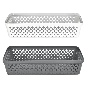 storage baskets available in white or grey