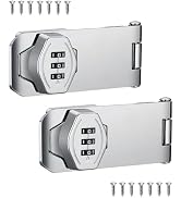 VIDYSUFYR Keyless Combination Lock, 2 Pack Door Security Slide Latch Lock, Silver Password Rotary...