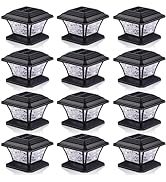 AEFRELEOHT Solar Post Cap Lights, Warm White & RGB Automatic Cycling & Fixed RGB Color, 9 Colors ...