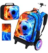 AGSDON Quiet Rolling Backpack with Lunch Box Set – Large Luminous Wheel Water-Resistant Wheeled B...