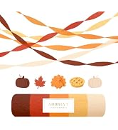 AOBKIAT Fall Thanksgiving Streamers Party Decorations,5 Rolls | Orange Red Brown Yellow Crepe Pap...