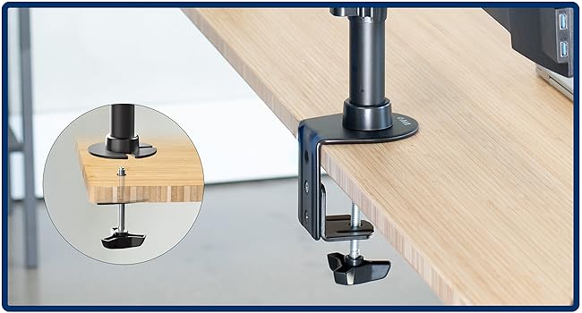 stacked dual monitor desk mount clamp and grommet