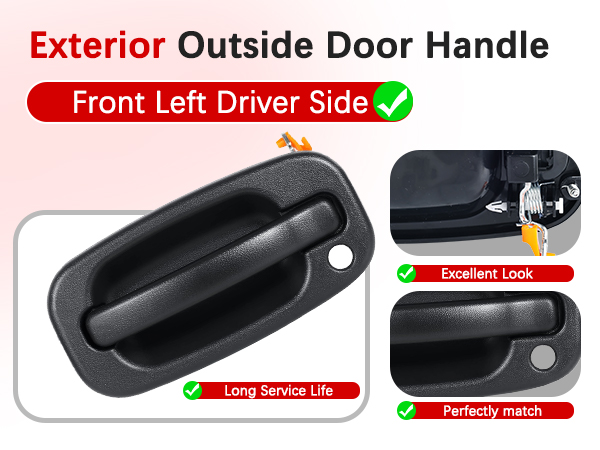 FAERSI Exterior Outside Door Handle Front Left Driver Side for 1999-2007 Silverado, Tahoe, Suburban