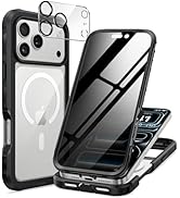 seacosmo for iPhone 17 Pro Case, Full Body Bumper with Built-in 9H Tempered Glass Privacy Screen ...