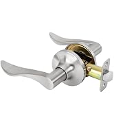 RAFECIEE Passage Door Handles Interior, Closet Door Handle, Wave Style Door Lever No Lock Satin N...