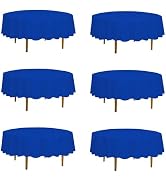 PLOYMONO 6 Pack Royal Blue Round Tablecloths for 108 Inch Tables - Circle Bulk Linen Polyester Fa...