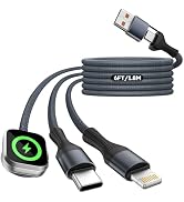 Travel Essentials 3in2 Multi Charging Cable for iPhone Watch Charger,6FT | USB A/C to Type C/IP/i...