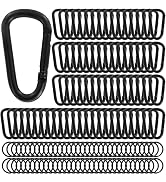 Heavy Duty Aluminum D Carabiner Clips & Key Rings, Black & Sliver Corrosion Resistant Keychain fo...