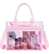 Fammart Iridescent Clear Beach Bag for Women, Large Pool Tote Cruise Vacation Essentials - Waterp...
