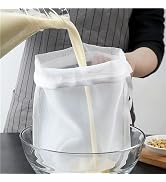 White Nut Milk Bag Reusable Cheesecloth Bags For Straining Almond Soy Milk Strainer For Cold Brew...