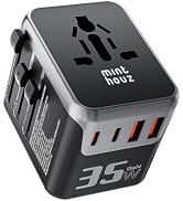 Minthouz Universal Travel Adapter, International 35W Power Adapter GaN PD Fast Charger with 2 USB...
