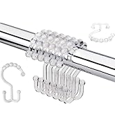 Resze 12 PCS Clear Plastic Double Shower Curtain Hooks, Multi-Functional Rings for Bathroom Showe...