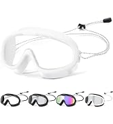 Otionus Swim Goggles for Adult Men Women Youth, Bungee Strap Swimming Goggles Wide View No Hair P...