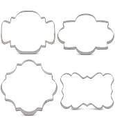 LILIAO Fancy Plaque Cookie Cutter Set Frame Sandwich Fondant Biscuit Cutters - 4 Piece - Stainles...