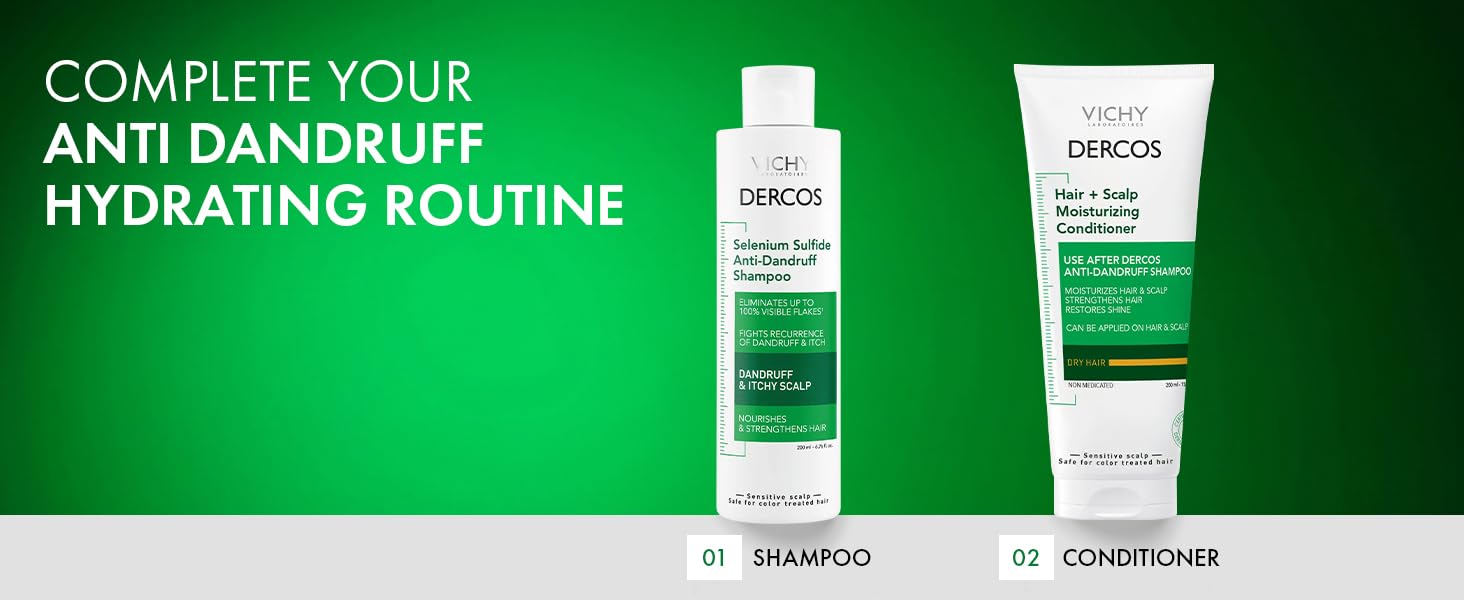 vichy dercos anti dandruff shampoo hydrating routine flaky scalp itchy scalp selenium sulfide