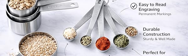 measuring cups and sppons