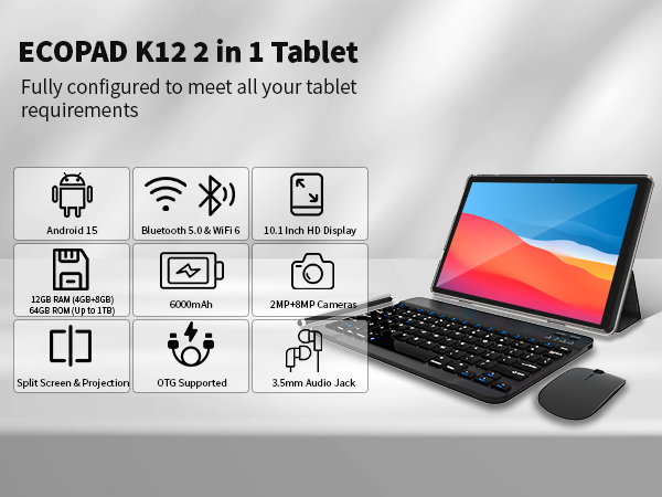 android 15 tablet with keyboard and stylus