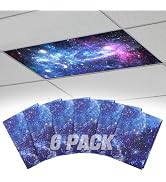 Fluorescent Light Covers with 10 Strong Magnets - 6 Pack Classroom Light Filters Magnetic for Cei...